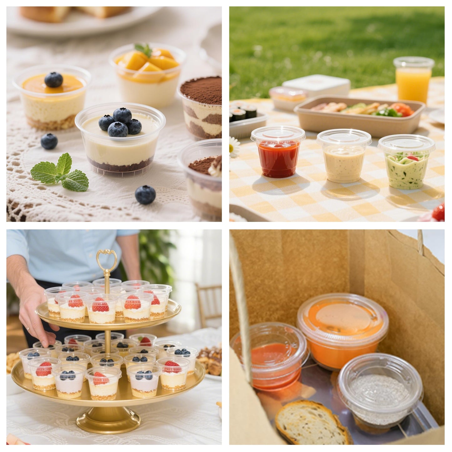 Fansyer 400 sets - 1 oz Containers with Lids, Jello Shot Cups with Lids, Bulk & Clear Portion Cups, Disposable Small Plastic Containers for Salad Dressing, Condiments, Sauce, Snacks