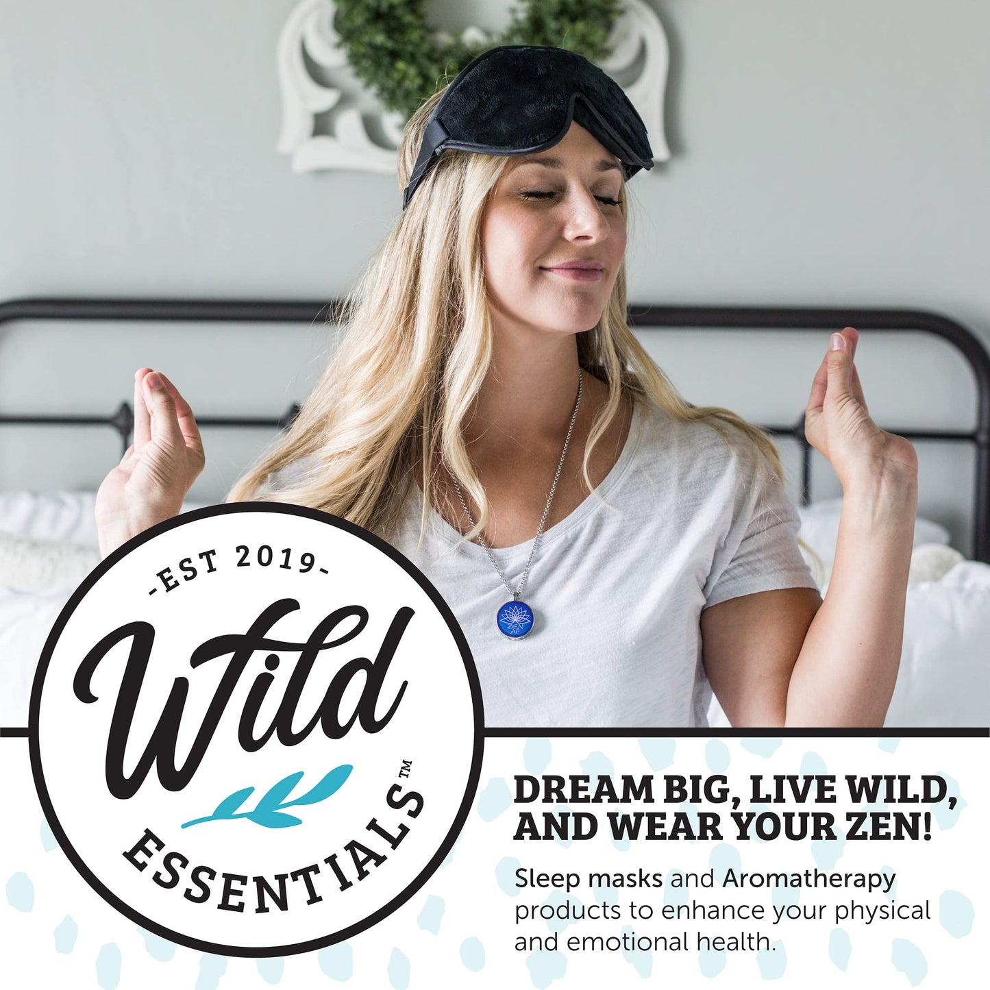 Wild Essentials Aum Om Necklace Essential Oil Diffuser Kit with Lavender, Lemongrass, Peppermint, Orange Oils, 12 Refill Pads, Calming Aromatherapy Gift Set, Customizable Color Changing, Perfume