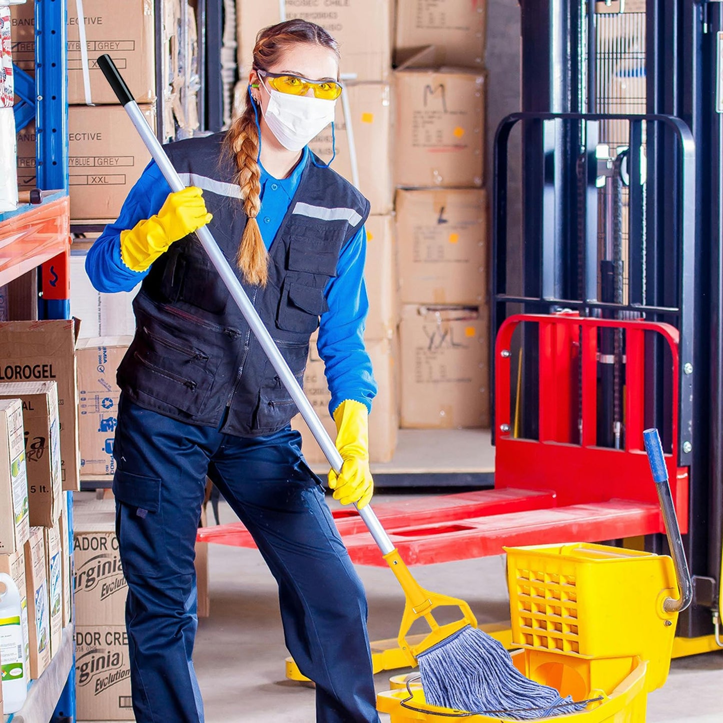 Commercial Heavy Duty Mop Heads Replacement: 6 Packs Industrial Wet Mop Head for Floor Cleaning - Commercial Products Looped End String Head Refills