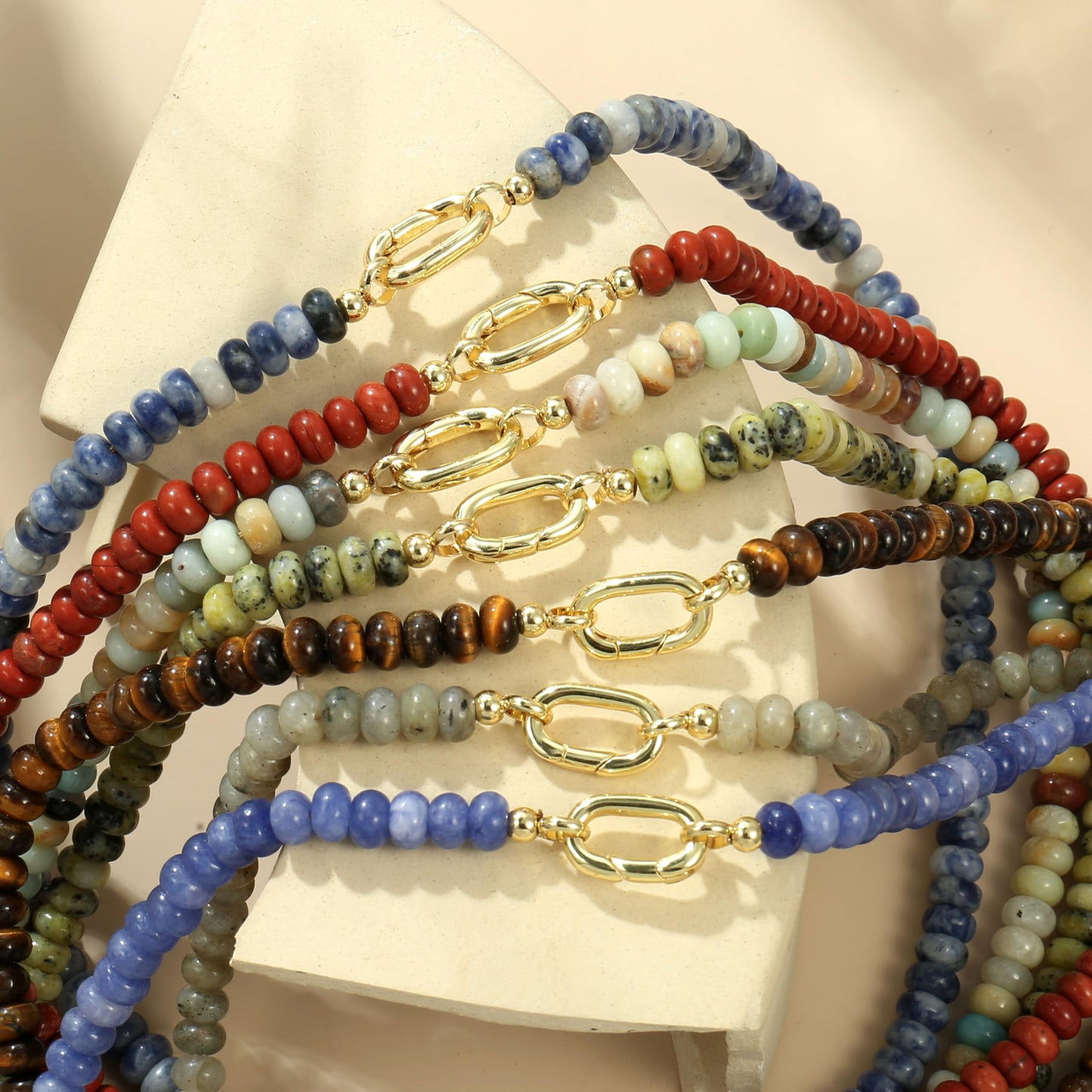 CONRAN KREMIX Sapphire Blue Stone Beaded Necklace for Women,Natural Stone Bead Choker Necklaces Boho Summer Beach Necklace Gemstone Jewelry Gift for Women