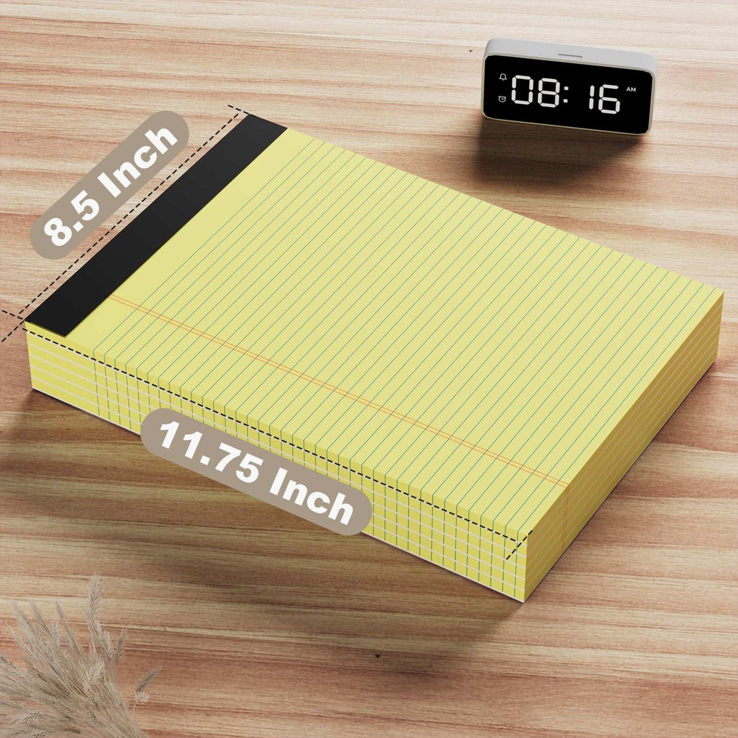 AILZFEI 12 Pack Yellow Legal Pads 8.5 x 11.75 College Ruled Yellow Note Pad Narrow Ruled 30 Sheets Notepads Perforated Writing Pad Clear Print 8x11 Legal Pads Pads of Paper