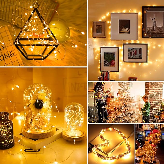 ZGWJ 8 Pack Fairy Lights Battery Operated, Warm White Twinkle String Lights 20 LED 7FT Waterproof 3 Lighting Modes for Bedroom, Halloween, Christmas, Party Indoor and Outdoor Decoration