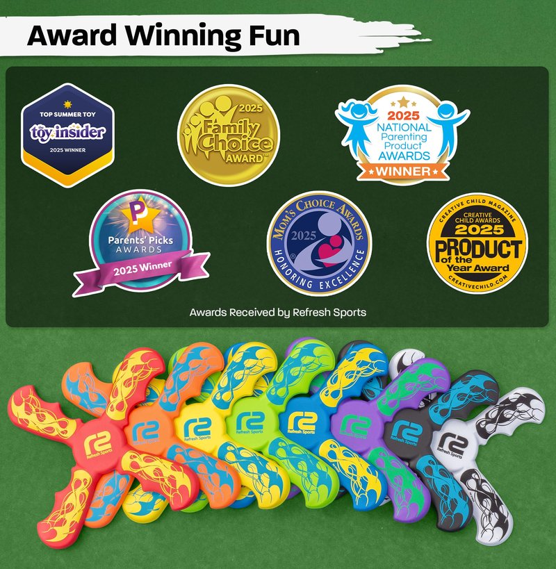 Foam Boomerang - Fun Outdoor Summer Gift for Kids All Ages - Easy to Use, Soft & Safe - 2026 Top Beach Toy - Indoor Outdoor Toys For Kids Ages 3 4 5 6 7 8 9 10 11 12 + Year Old Gifts for Girls