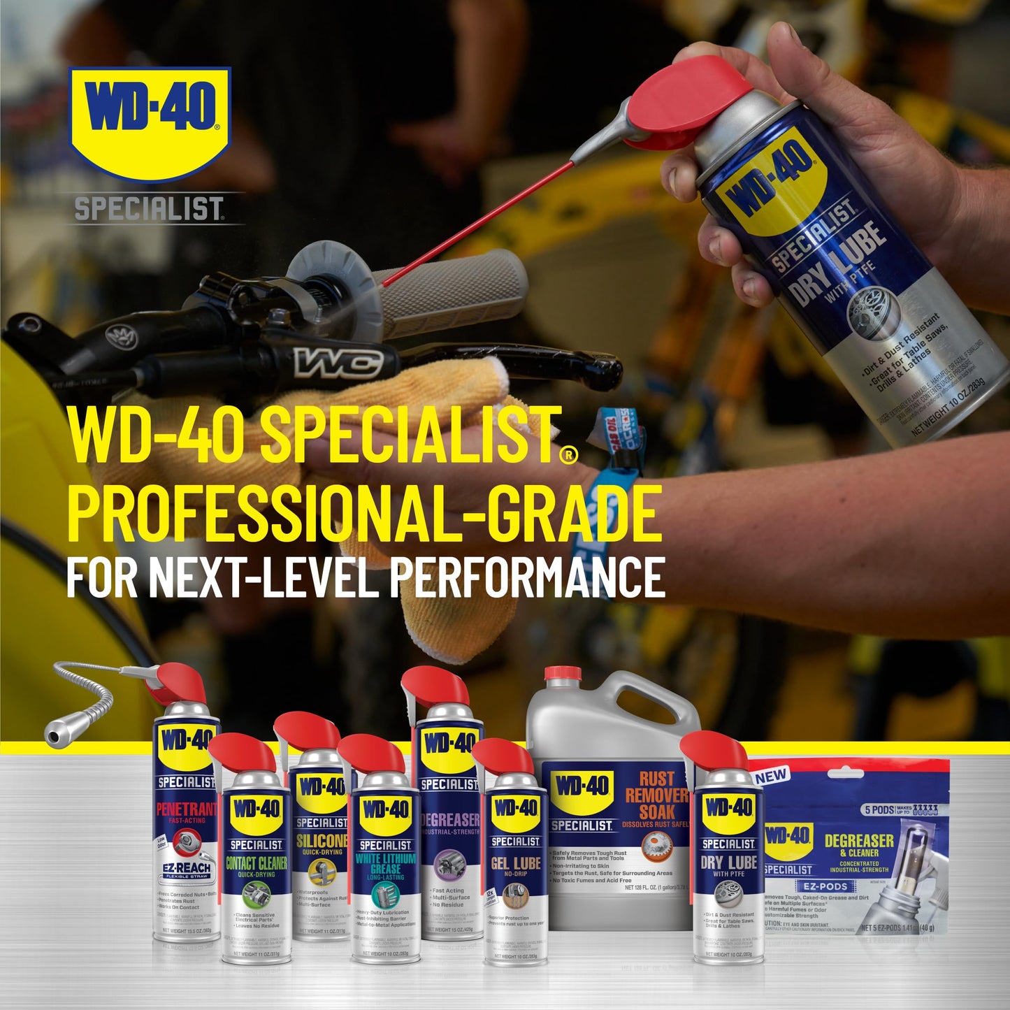 WD-40 Specialist Dry Lube with Smart Straw, Lubricant for Corrosion Protection on Table Saws, Drills and Lathes, Industrial Strength Friction-Reducing Formula, 10 Oz., 6-pack case