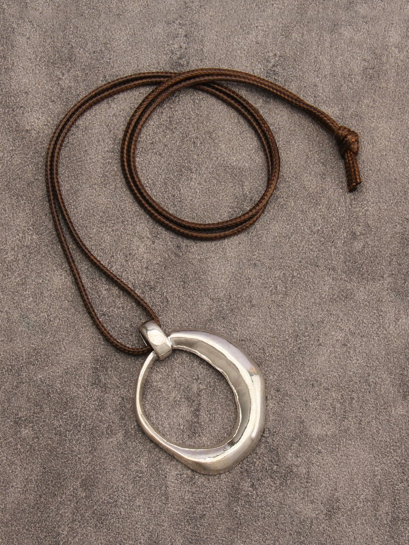 joymiao Boho Necklace for Women Silver Pendant Necklaces Chunky Circle Necklace Leather Cord Necklace Retro Style Jewelry