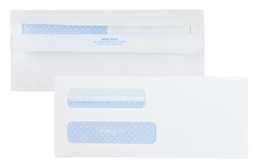 Quality Park #8 5/8 Security Envelopes, Double Window, Self Seal Envelopes for Invoices/Statements, 3-5/8" x 8-5/8", 24 lb White, 500/Box (QUA24539)