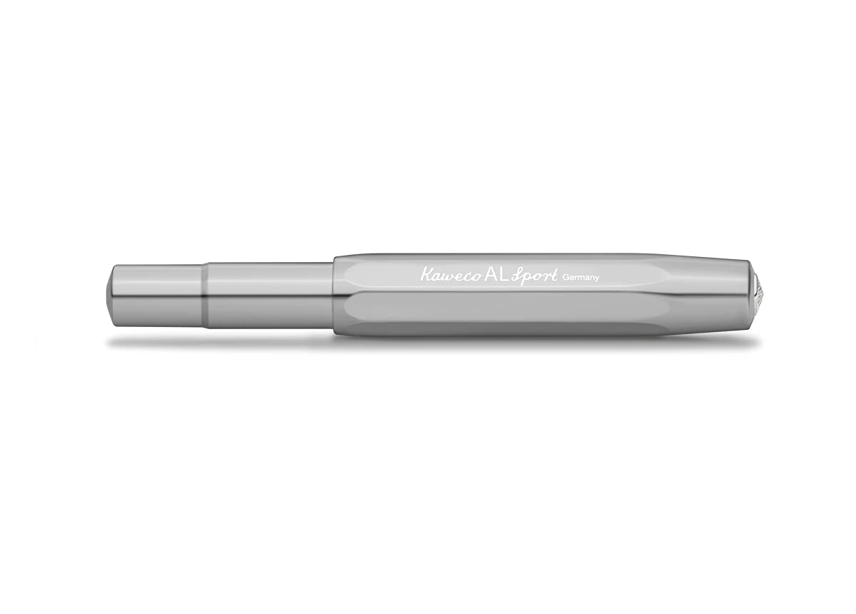 Kaweco AL SPORT Fountain Pen Raw I Premium Aluminum Reservoir Pen for Ink Cartridges 13 cm I Nib: B (Broad)
