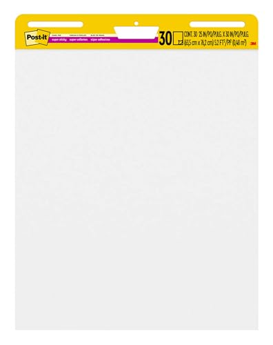 Post-it Super Sticky Easel Pad, 25 in x 30 in, White, 30 Sheets/Pad, 4 Pads/Pack, Great for Virtual Teachers and Students (559 VAD 4PK)