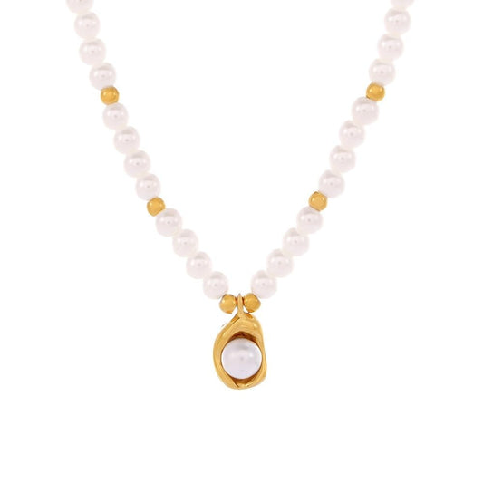 18K Yellow Gold Pearl Love Choker Necklace,Freshwater Cultured Pearl Pendant Necklaces,Fashion Jewelry for Women (Style 2, 18K Gold)