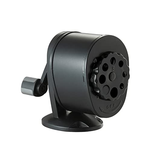 Bostitch Office Wall Mount Manual Pencil Sharpener, 8 Hole Dial, 6X Longer Cutter Life, Vertical or Horizontal Mounting, Black