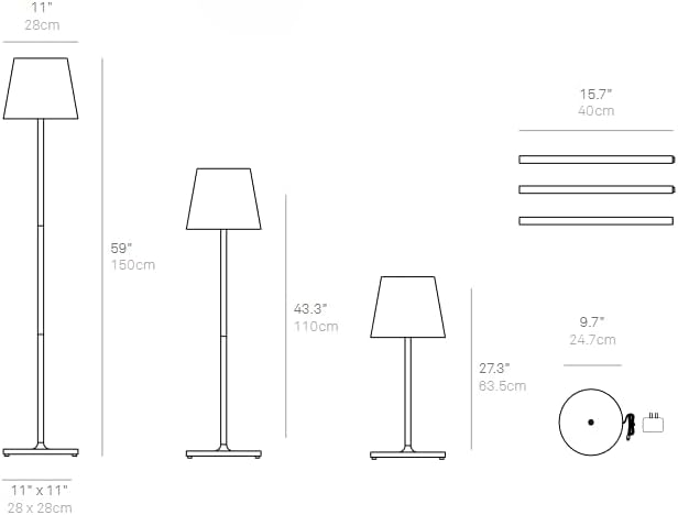 Zafferano, Poldina XXL Lamp, Rechargeable Cordless Floor Lamp with Touch Controls, Suitable for Indoor and Outdoor, Dimmer, 2700-3000 K, Adjustable Height 27-59 Inches, Sand Color