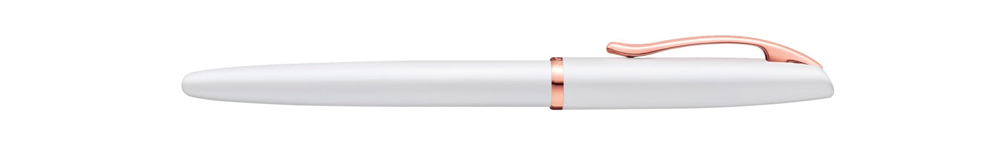 Pelikan Jazz Noble 821681 Fountain Pen Mother of Pearl (White) for Right-Handed and Left-Handed Users, Elegant Metal Cartridge Fountain Pen, Nib M, in Folding Box
