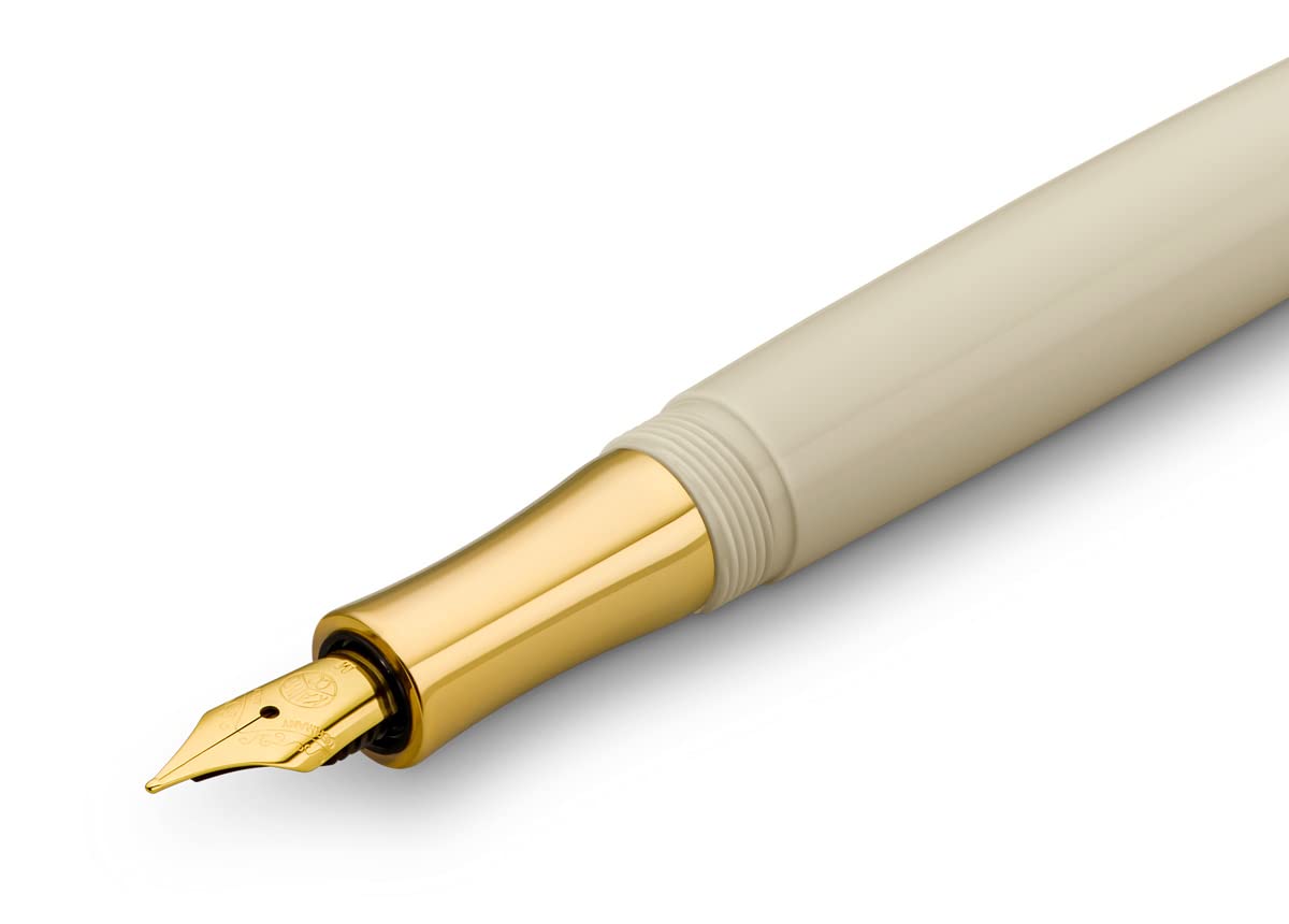 Kaweco STUDENT 70's Soul Fountain Pen - Premium Nostalgic Pen in Orange and Cream with Golden Details - F (Fine) Nib