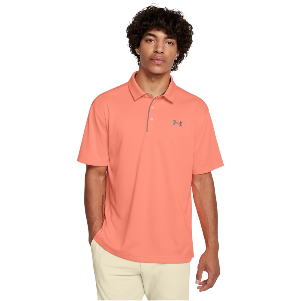 Under Armour Men's Tech Golf Polo, (897) Flare Orange/Pitch Gray/Halo Gray, 4X-Large