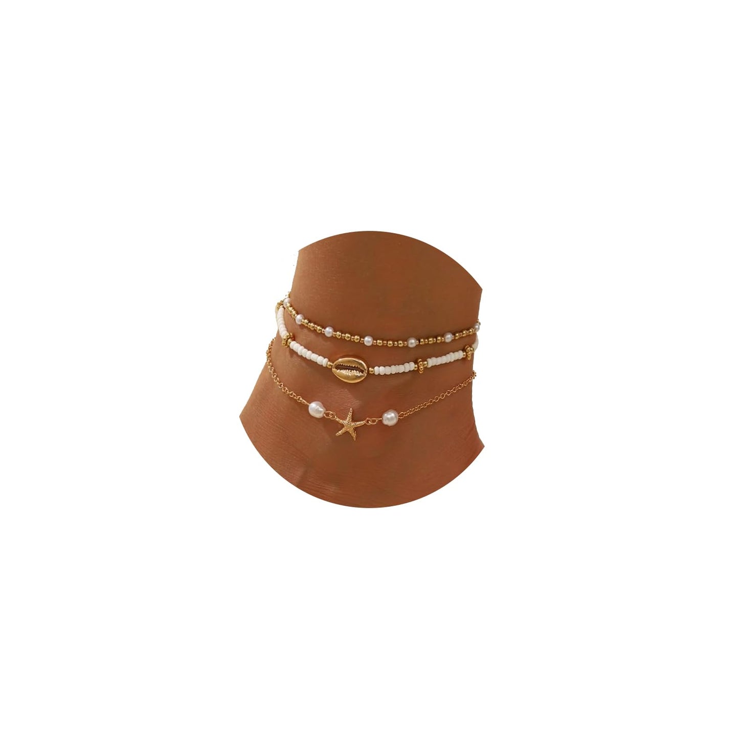 Smilelife Seashell Ankle Bracelets for Women Starfish Bracelets Layered Boho Puka Shell Anklet Cowrie Shell Bracelets Hawaiian Summer Beach Foot Chain Jewelry (Starfish)