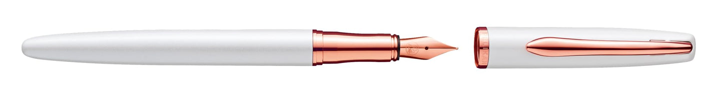 Pelikan Jazz Noble 821681 Fountain Pen Mother of Pearl (White) for Right-Handed and Left-Handed Users, Elegant Metal Cartridge Fountain Pen, Nib M, in Folding Box