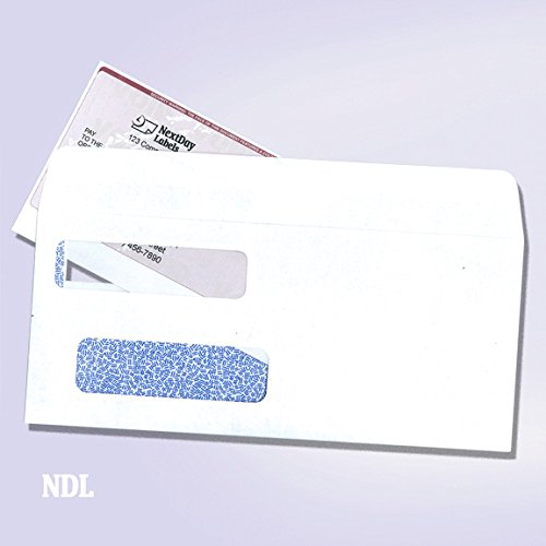 NextDayLabels #9 Double Window Check Envelopes - 500 Pack Ready-Seal Security Tinted Envelopes for QuickBooks, Sage 100, Blackbaud Checks - Self-Sealing Laser-Compatible - Made in USA