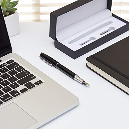 Amazon Basics Refillable Fountain Pen with Smooth Writing, Fine Point Nib, Black Ink
