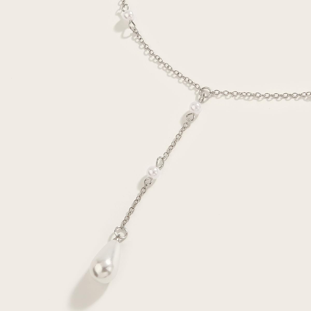 Pearl Necklace Gold Pearl Y Necklace Dainty Pearl Necklaces for Women Gold Beaded Necklaces Pearls Choker Chain Prom Wedding Bridal Bridesmaid Jewelry (Silver A)
