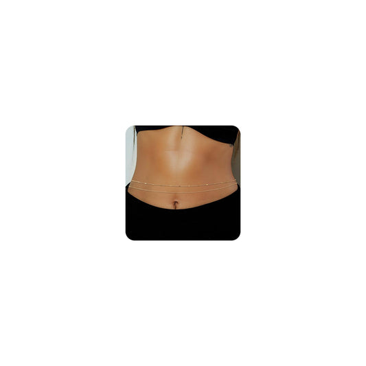 HSWYFCJY 1PCS/2PCS Gold Waist Chain for Women - Adjustable Belly Chain Jewelry Accessories for Sexy Bikini, Waterproof Layered Summer Body Belt Chains for Beach, Party, 26.7"+9.8" Extender