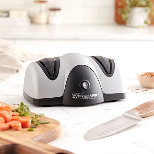 Presto 08800 EverSharp Electric Knife Sharpener, 2-Stage System, Silver/Black
