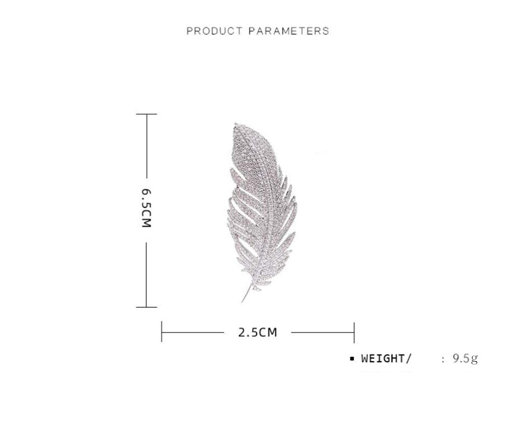 Rhinestone Feather Brooches Pin for Women Men Fashion Crystal Delicate Leaf Brooch Lapel Pins Elegant Dress Accessories Jewelry Boutonniere Corsage for Hat Bag Suit Tie Wedding Birthday