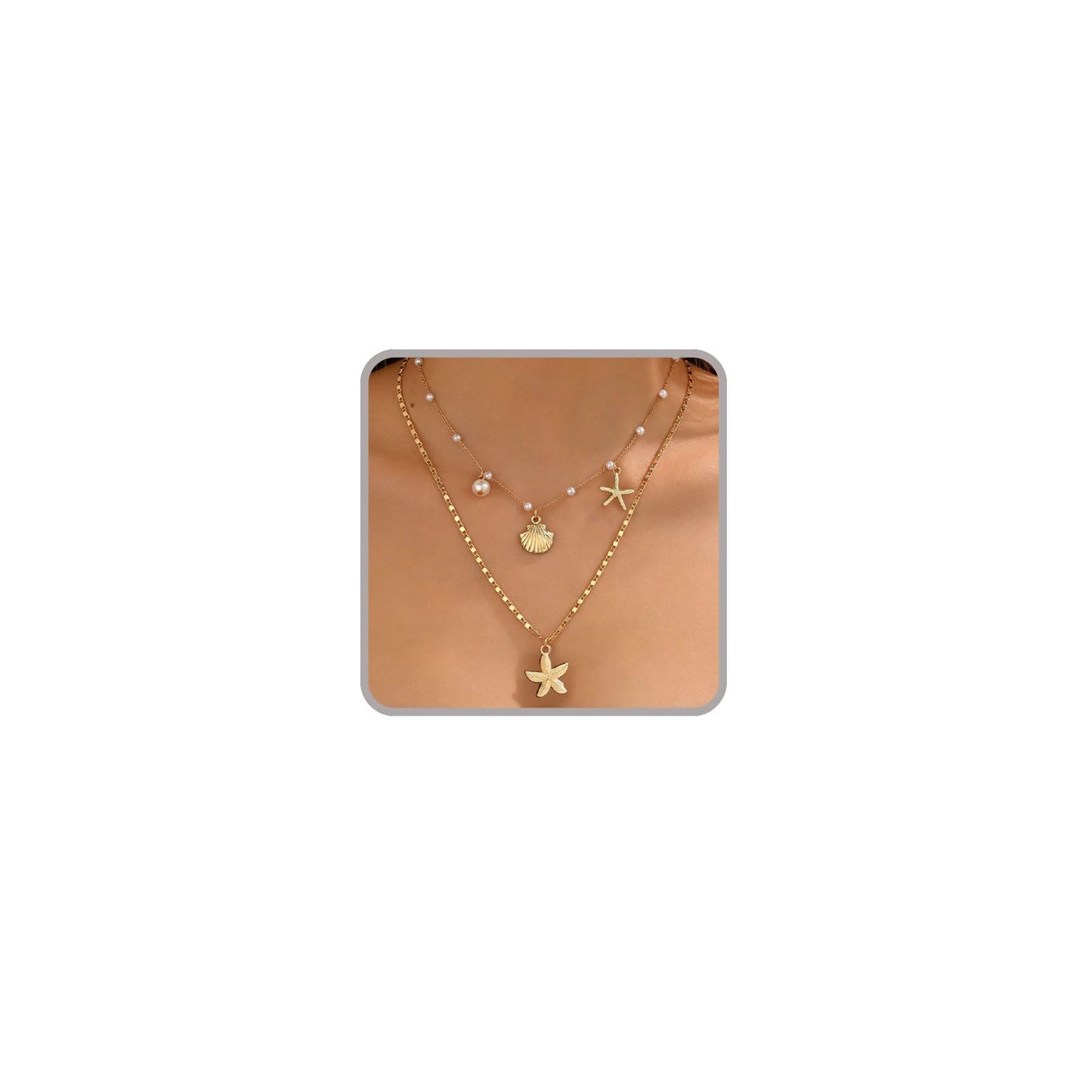 ONBRIG Seashell Necklace Beach Jewelry for Women Starfish Cowrie Puka Shell Necklaces Summer Beach Accessories for Women Vacation Mermaid Ocean Jewelry (style 1)