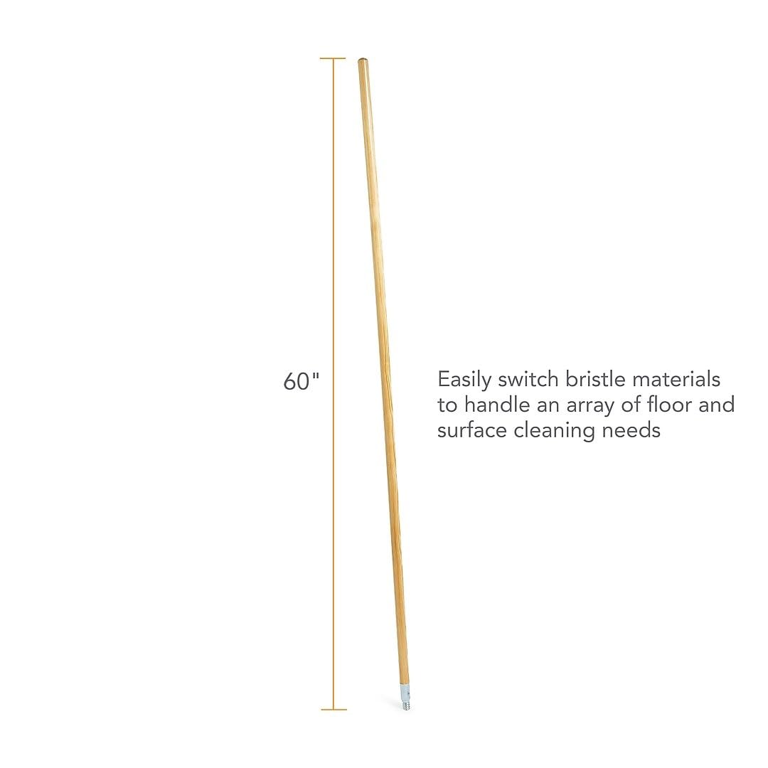 COASTWIDE Professional 60" Wood Push Broom Handle, Threaded Metal Tip