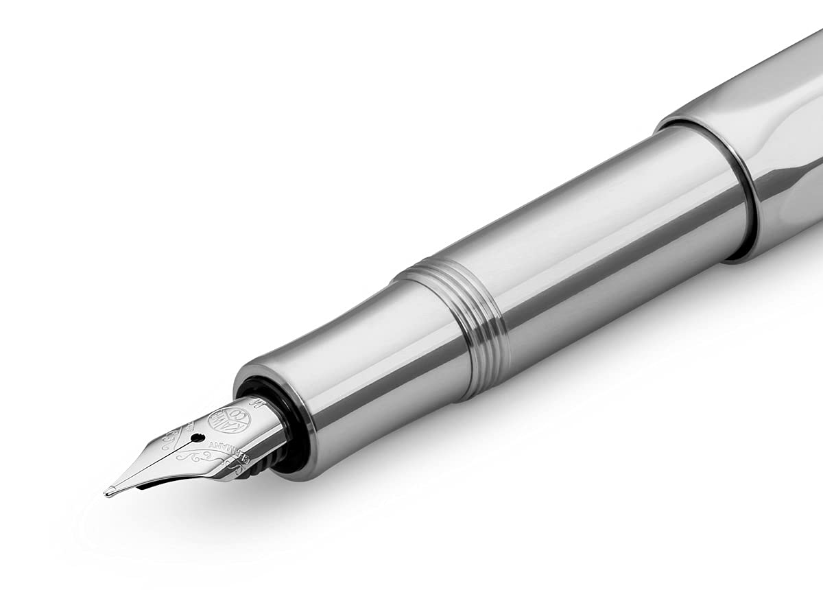 Kaweco AL SPORT Fountain Pen Raw I Premium Aluminum Reservoir Pen for Ink Cartridges 13 cm I Nib: B (Broad)