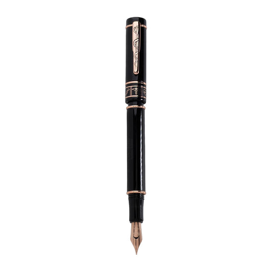 Conklin Hippocrates Fountain Pen in Black – Medium Nib, Luxury Writing Instrument with 18K Gold-Plated Trim – Ideal for Doctors, Medical Professionals & Collectors