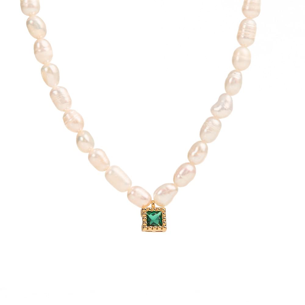 14K Gold Pearl Clavicle Necklace, Freshwater Pearl Beaded Necklace, Beautiful Women's Day, Birthday Gift for Wife,Girlfriend (style one, 14K)