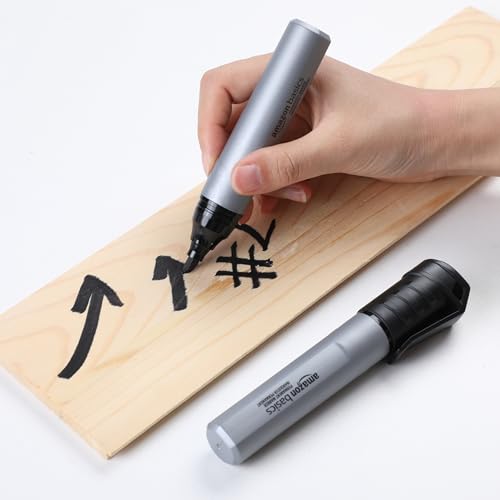 Amazon Basics Large Chisel Tip Permanent Markers, Quick Drying, Fade Resistant, Black, 12-Pack