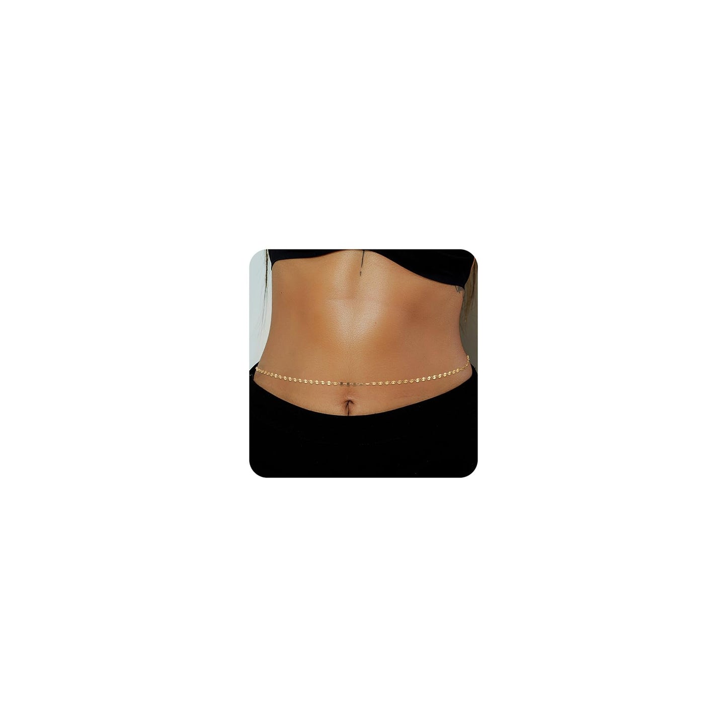 HSWYFCJY 1PCS/2PCS Gold Waist Chain for Women - Adjustable Belly Chain Jewelry Accessories for Sexy Bikini, Waterproof Layered Summer Body Belt Chains for Beach, Party, 26.7"+9.8" Extender