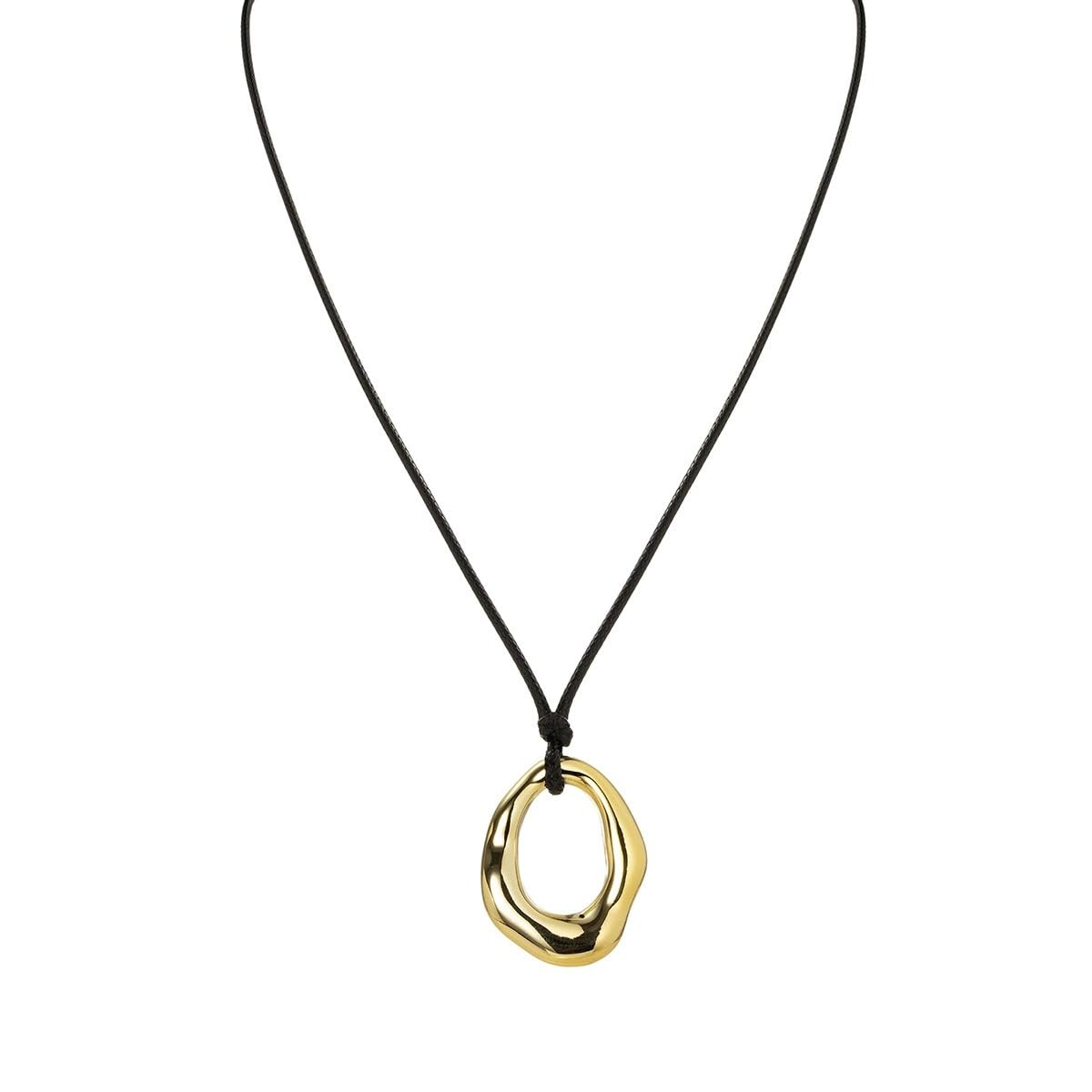 Hcrohihit Chunky Hollow Pendant Necklace for Women,Trendy Charm Big Circle Necklace Boho Punk Cowgirl Outfits Western Accessories (A-GD)