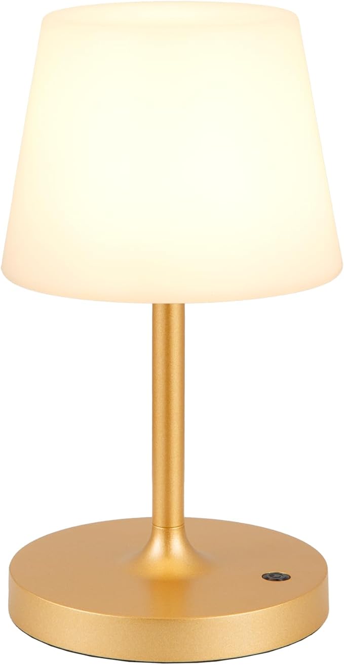 Kakanuo Gold Cordless Shower Lamp Waterproof, Rechargeable Cordless Lamp with 4000mAh Battery, Touch Dimmable Table Lamp for Outdoor, Kitchen, Bathroom, Camping, Patio, IP54