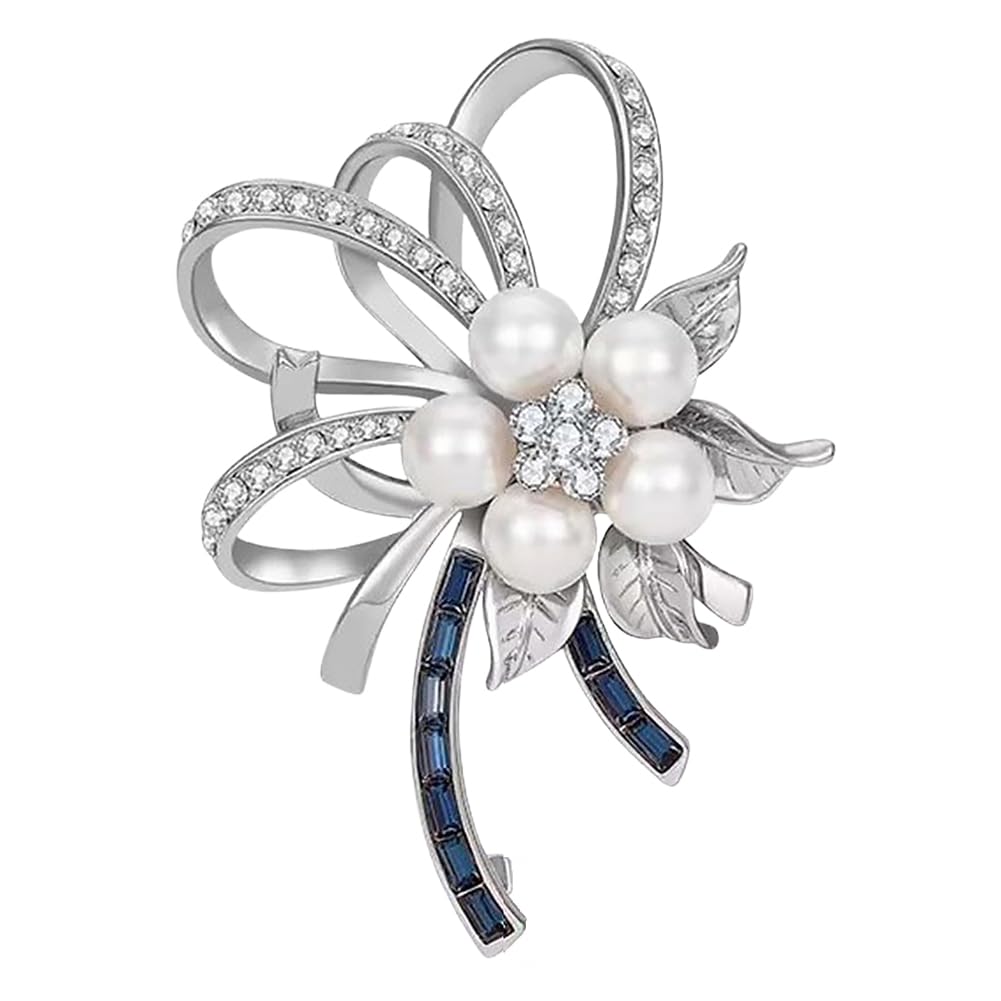 JKQBUX Chic Pearl Crystal Brooch Pins for Women Girls Fashion Shawl Pin Corsage Brooch Party Ceremony Accessories Dance Banquet Pins
