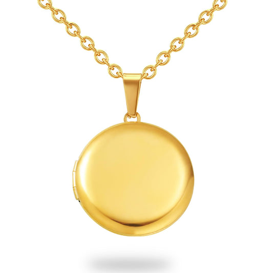 PHOCKSIN Gold Round Lockets Necklace for Girlfriend Locket Necklaces that Holds 2 Pictures Memorial Lockets for Women