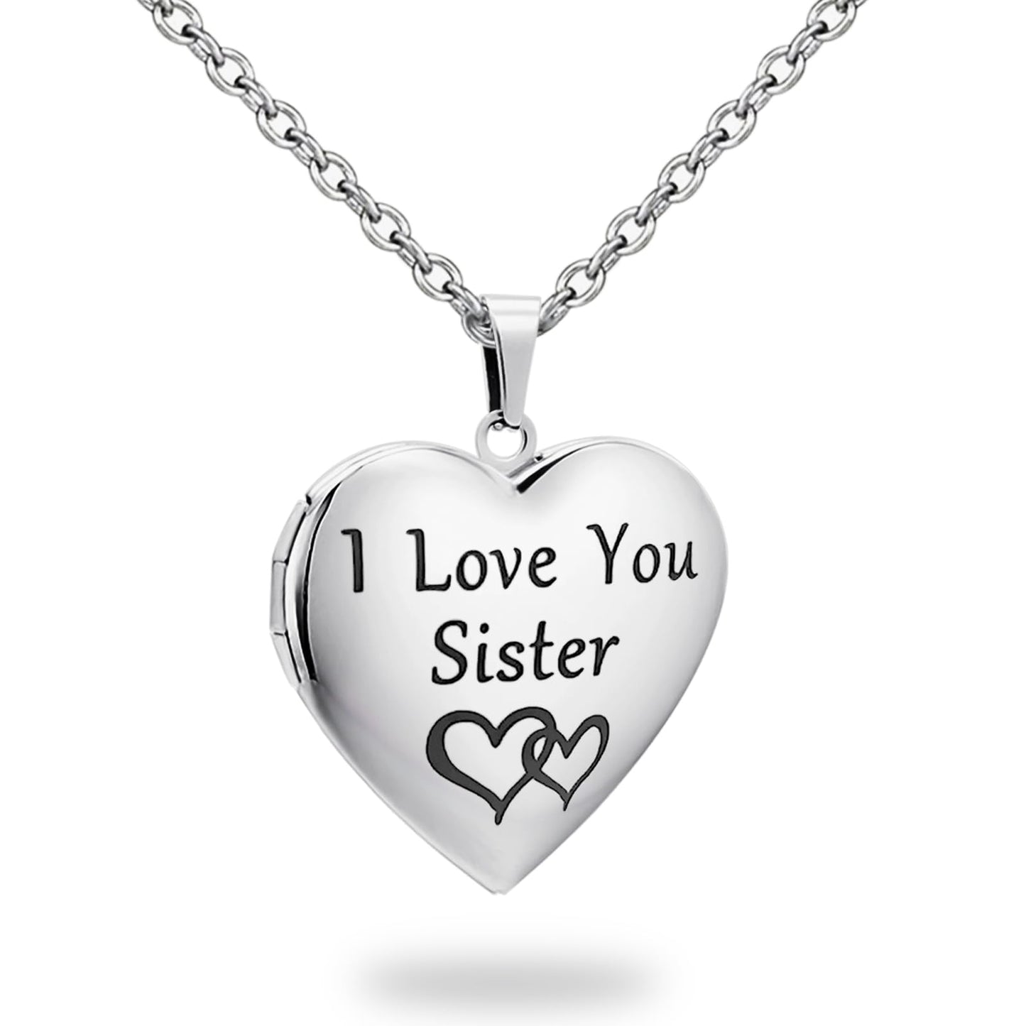 PHOCKSIN I Love You Sister Photo Lockets That Holds Pictures Birthday Gifts From Sister Silver Heart Locket Necklace for Best Friend