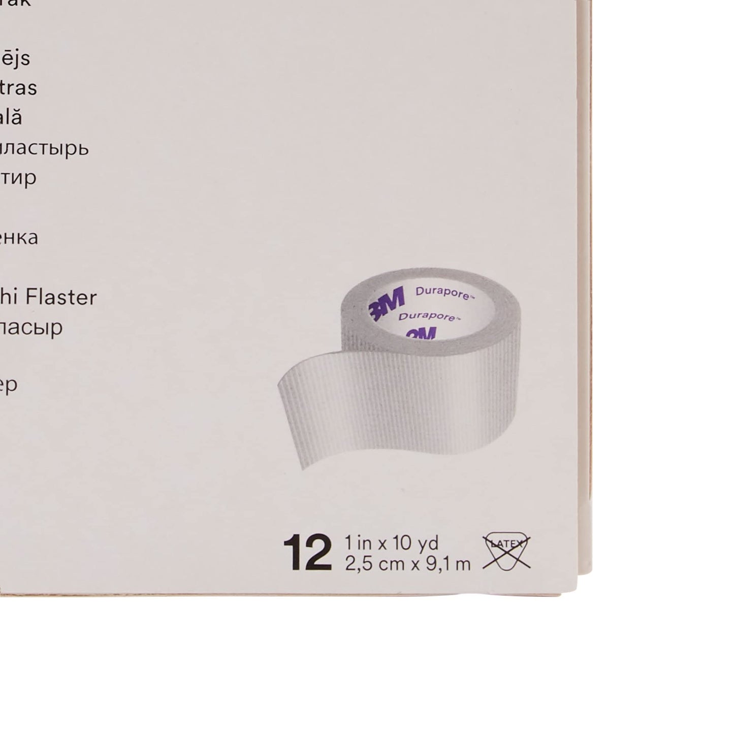 3M Durapore Medical Tape, Non-Sterile, Silk-Like Cloth, White, 1 in x 10 yds, 12 Rolls, 1 Pack