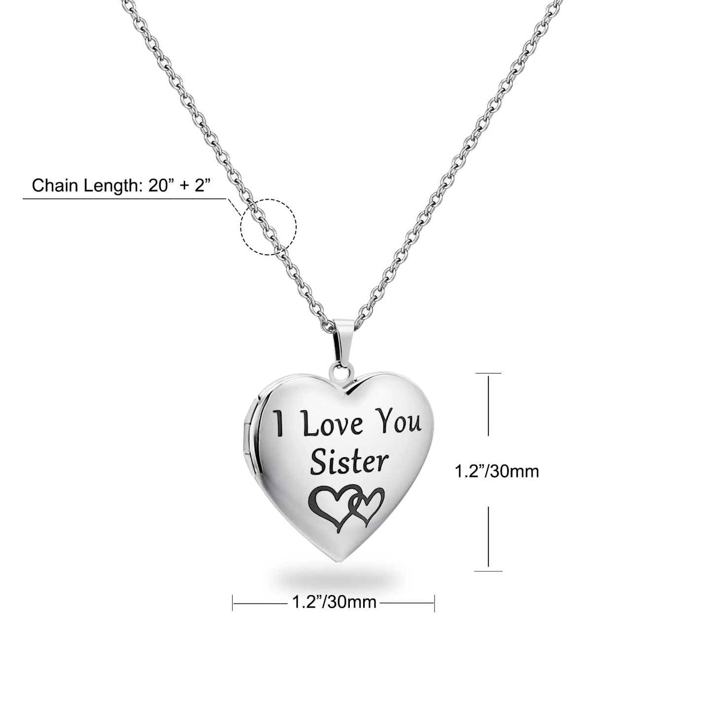PHOCKSIN I Love You Sister Photo Lockets That Holds Pictures Birthday Gifts From Sister Silver Heart Locket Necklace for Best Friend