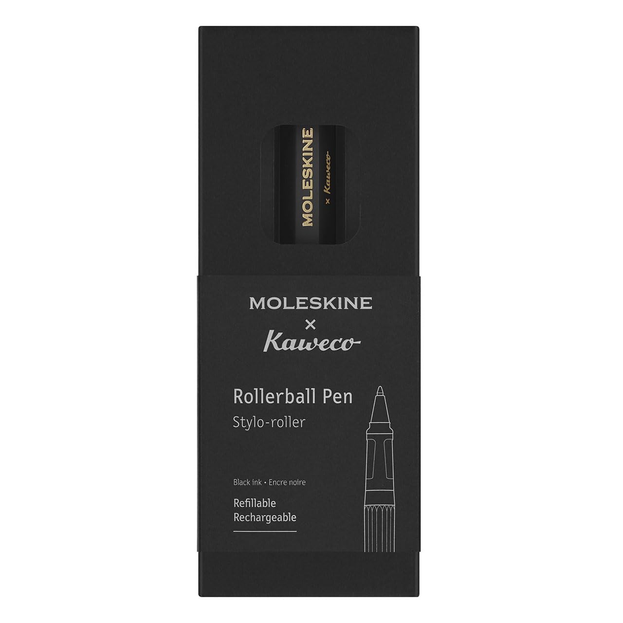 Moleskine x Kaweco, Roller Pen, 0.7mm Point, Black with Black Ink