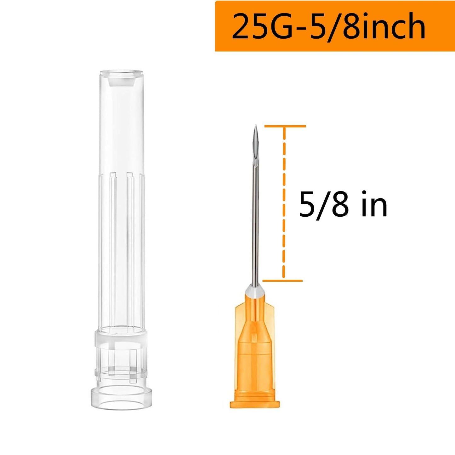 100 Pack 1ml 25 Gauge 5/8 Inch, for Scientific Labs, Industrial Dispensing and Liquid Measuring Supplies, Individually Sealed Packaging