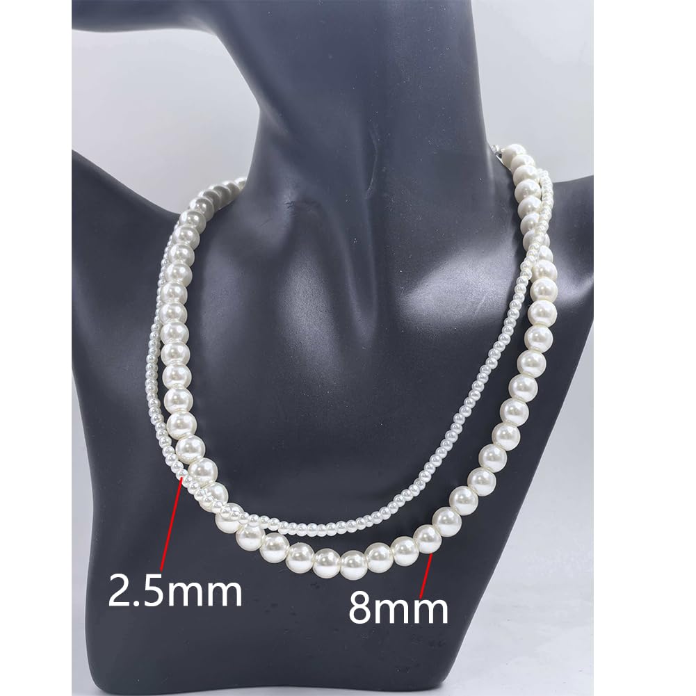 Imitation Pearl Necklace for Women Round Bead Beaded Pearl Choker Necklace Bead Pearls Necklaces Trendy Jewelry Gift 2.5 3 4 5 6 7 8 10 12 MM (2.5 mm)