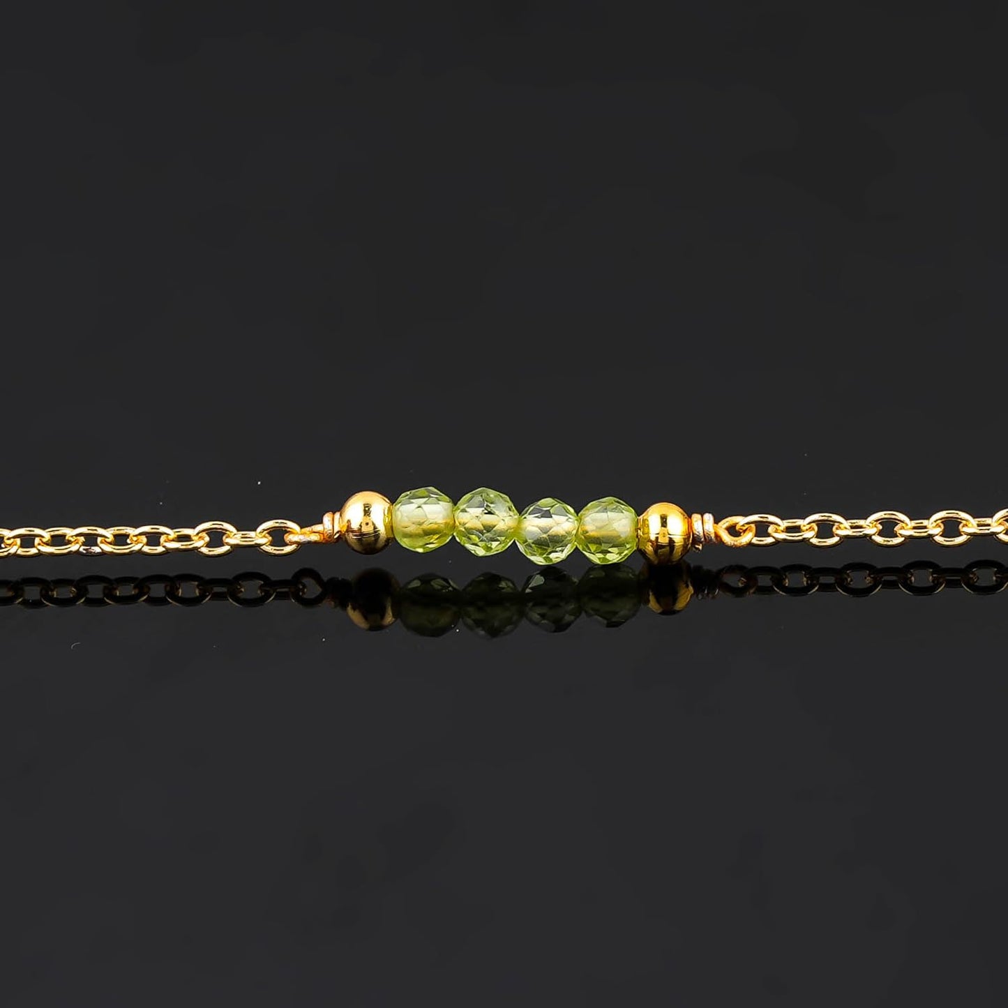 CRYSTALINES Natural Peridot Gemstone Beads, Handmade Station Dangle Star Charms Anklet, 14K Gold Plated, Adjustable Fashion Boho Jewelry for Women, Healing Crystals, Christmas Gift