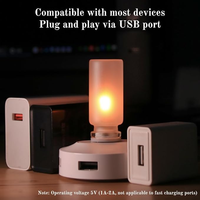 4PCS Mini USB Car Atmosphere Lights, Transparent & Frosted Shell Bottle Night Lights, Touch Control Candle Flame Ambient Lamp for Vehicle Holiday Party Camping Bedroom Decor.