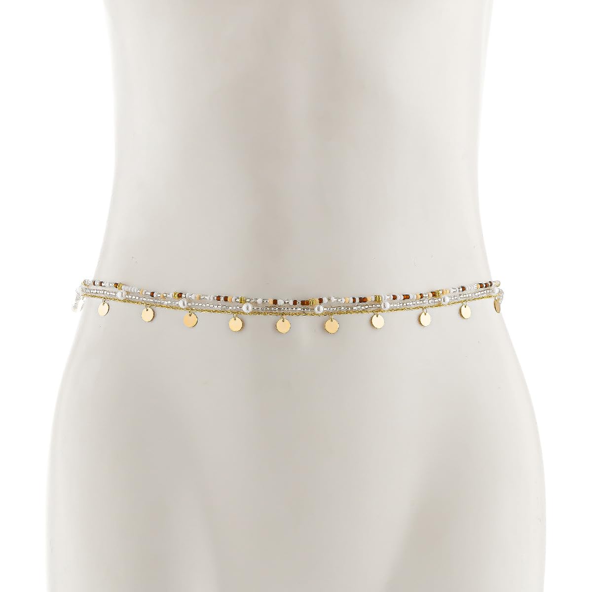 JFORYOU Gold Waist Chain for Momen 3PCS Layered Belly Chain Jewelry Summer Beach Beads Belly Waist Chain Adjustable Bikini African Boho Body Chain for Women