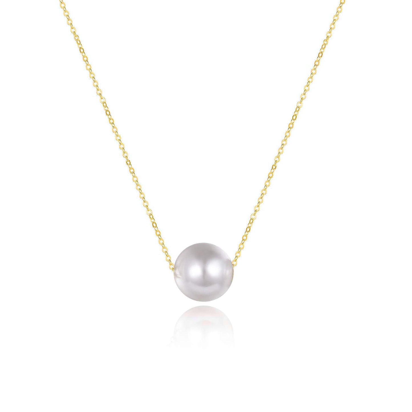 Single Pearl Choker Sterling Silver Necklace for Women 7-8mm Freshwater Cultured Pearls Wedding Bridesmaids Anniversary 16''
