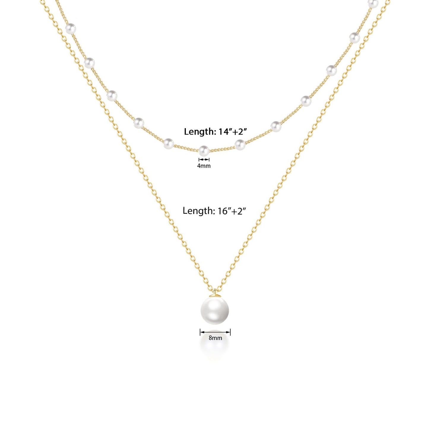 OGD Pearl Necklace for Women Layered Trendy 14K Gold Plated Dainty Pearl Pendant Choker Set Pearls Gold Necklace Stack Simple Cute Jewelry Gifts for Women