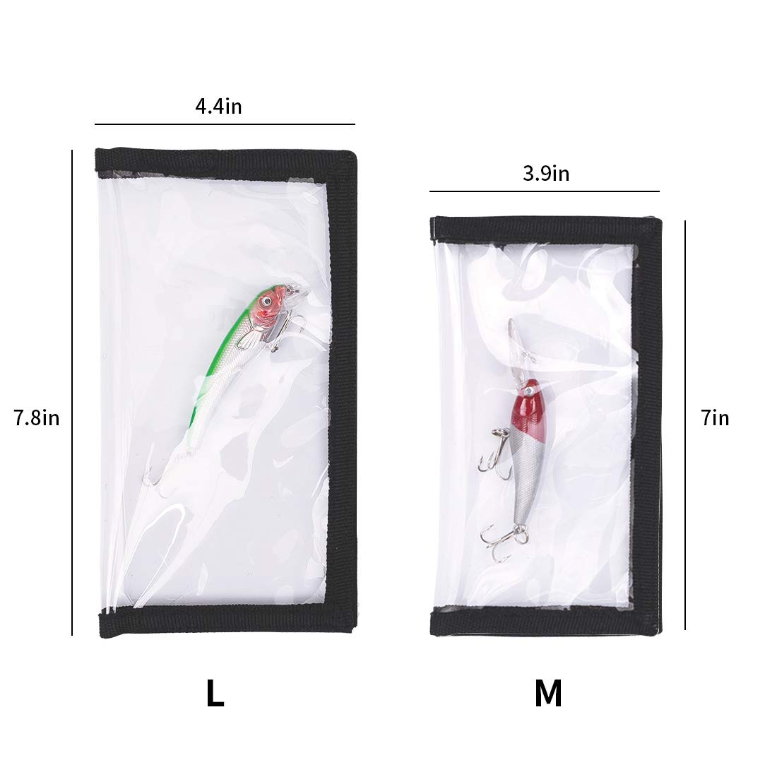 PFILERSO 4 Pack Clear Fishing Bait Wraps Prevnet the Sharp Hook from Pets and Kids Durable 0.5mm Thicken PVC Lure Bait Covers Storage Keeps Fishing Safe Easily See Lures 2L+2M (4Pcs（2L+2M）)