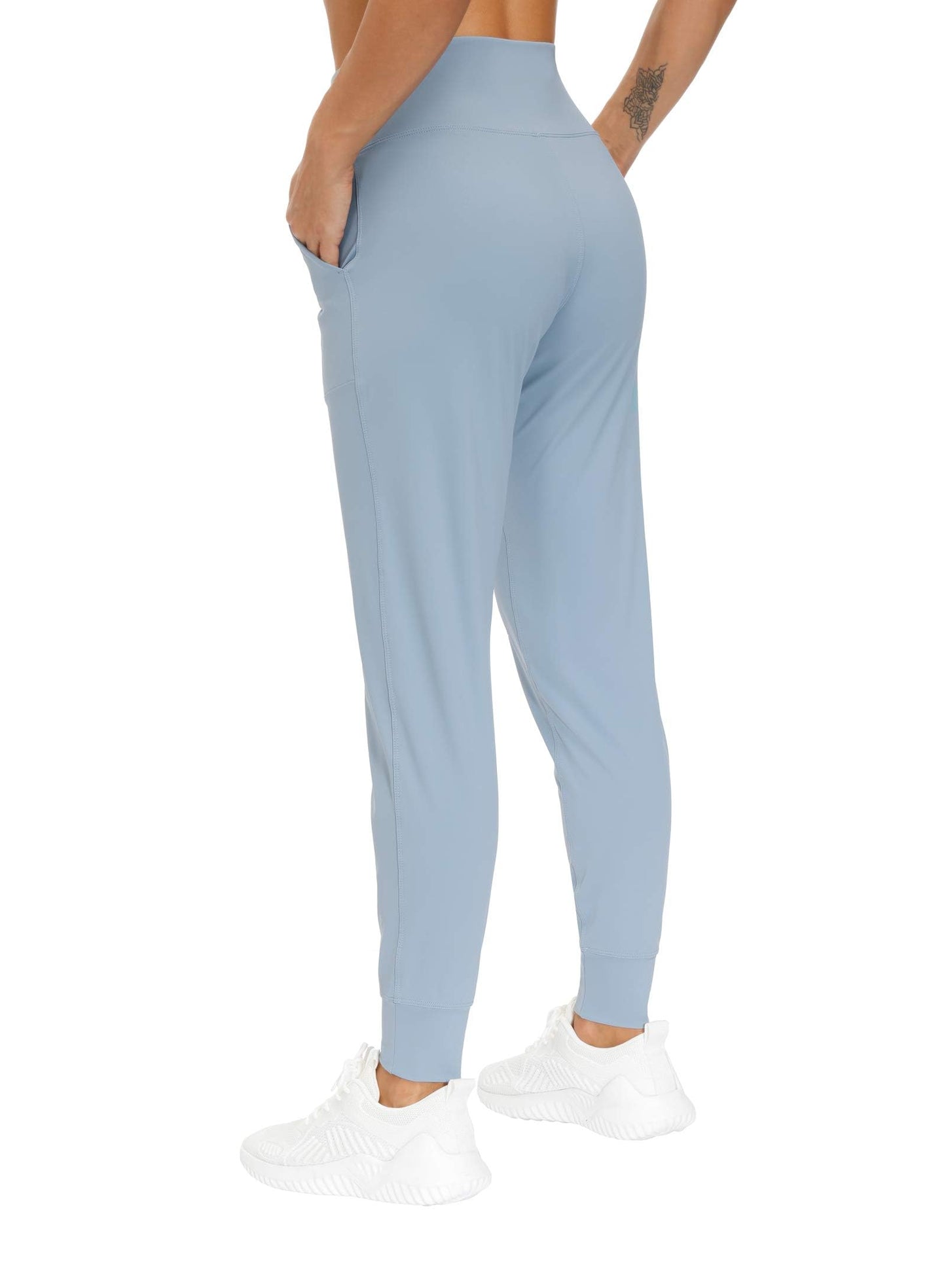 THE GYM PEOPLE Women's Joggers Pants Lightweight Athletic Leggings Tapered Lounge Pants for Workout, Yoga, Running (Large, Denim Blue)